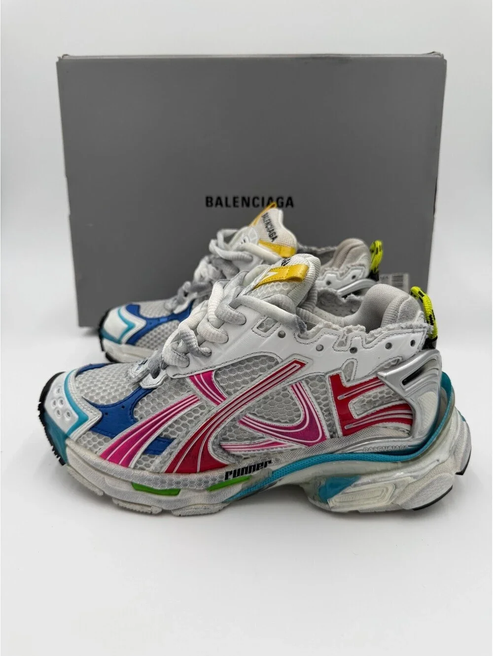 Balenciaga Runner White Multicolor Sneakers Womens Size 6/36